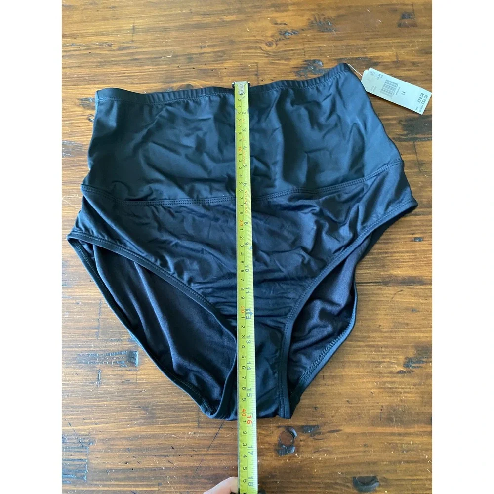 Leilani Womens Size 14‎ NWT High Waisted Tummy Thinner Bikini Bottom Black